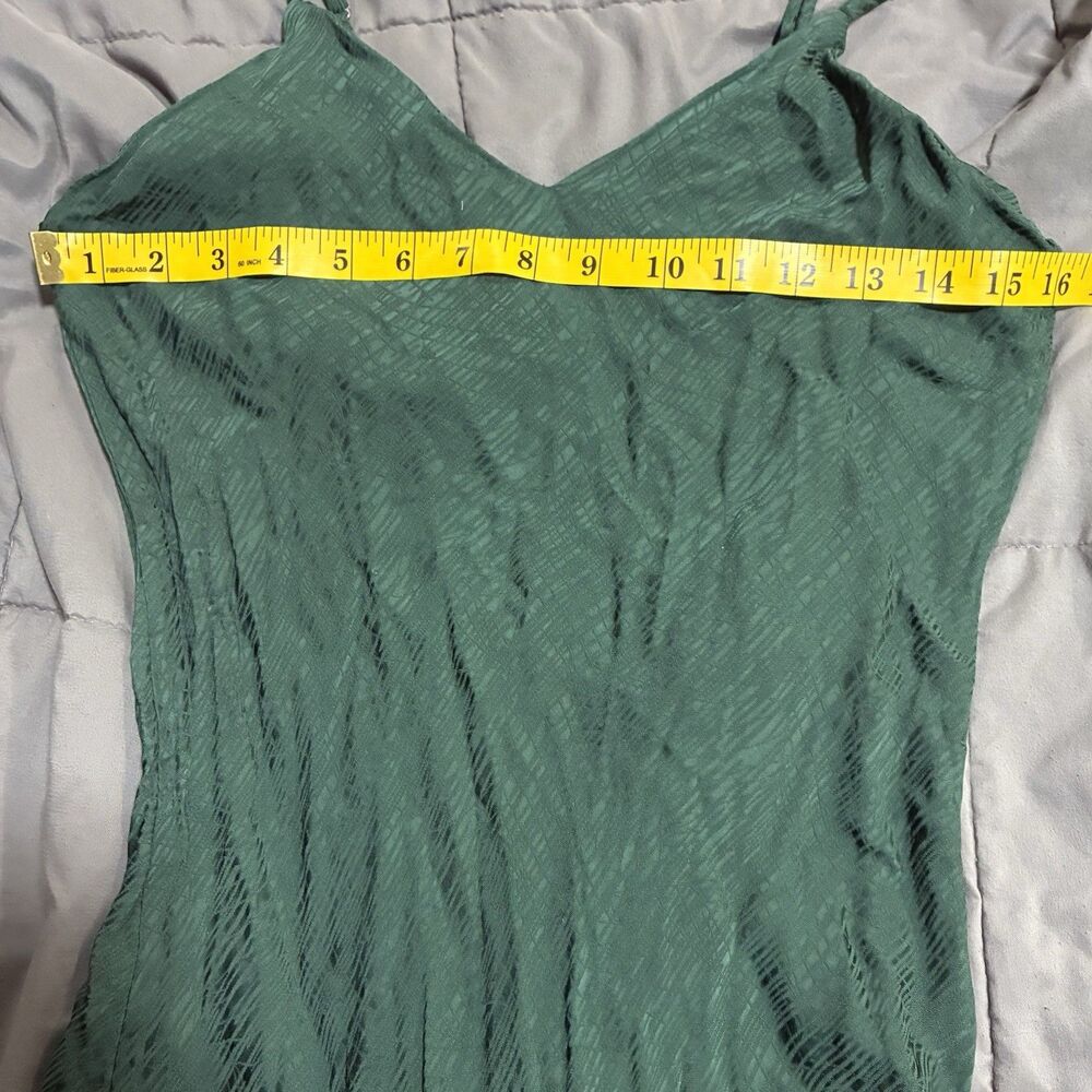 Bond 73 Silk Blend Emerald Green Ruched Tie Bust Slip Dress Y2K Fairy Grunge M - Picture 11 of 12